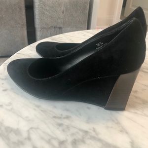 Tod’s Black Suede Wedge Heels